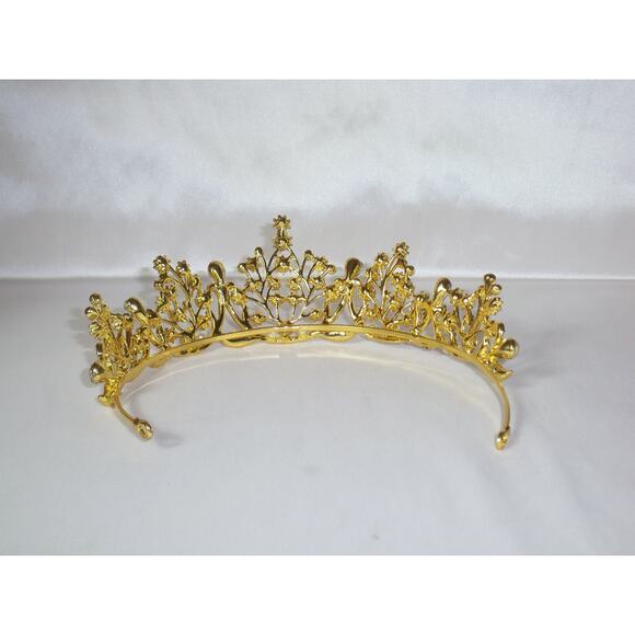 gold tiara crown, bridal wedding party prom birthday princess gold bridal tiara main image 5